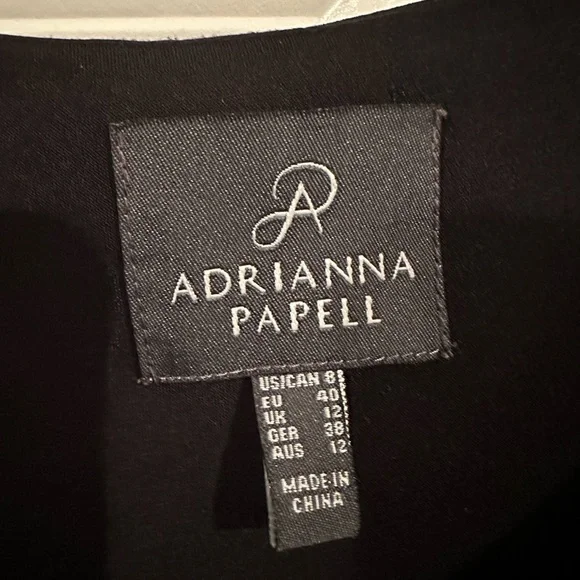 EUC | Adrianna Papell Chiffon drape overlay banded cocktail dress in Black - Picture 6 of 6